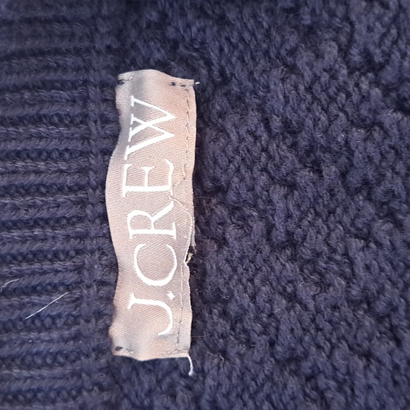 J.Crew‎ Womens Navy Cableknit Crewneck Pullover Sweater Puff Sleeves MED - Picture 5 of 7